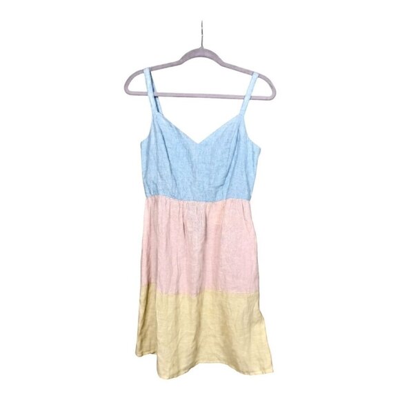 Cynthia Rowley 100% Linen Pastel Colorblock Dress Small - Beach Coastal Breezy - Picture 1 of 8
